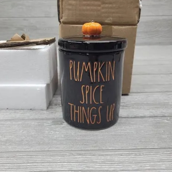 Pumpkin Spice Things Up Jar w/ Pumpkin Top/Rae Dunn/5" tall x  4" - Picture 3 of 3